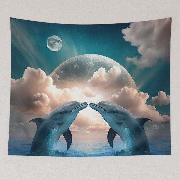Item preview, Dolphins Kissing in Front of the Moon designed and sold by Chiron WADE.