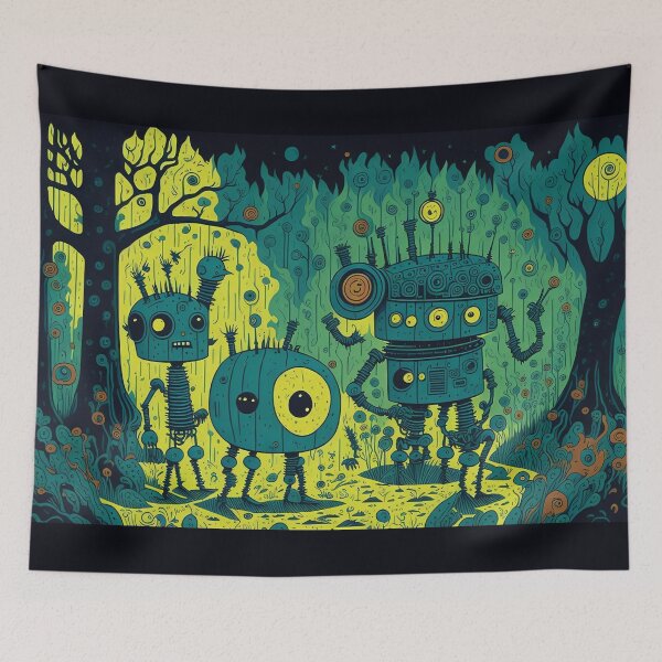 Item preview, 3 robots in the forrest designed and sold by KiraChie.