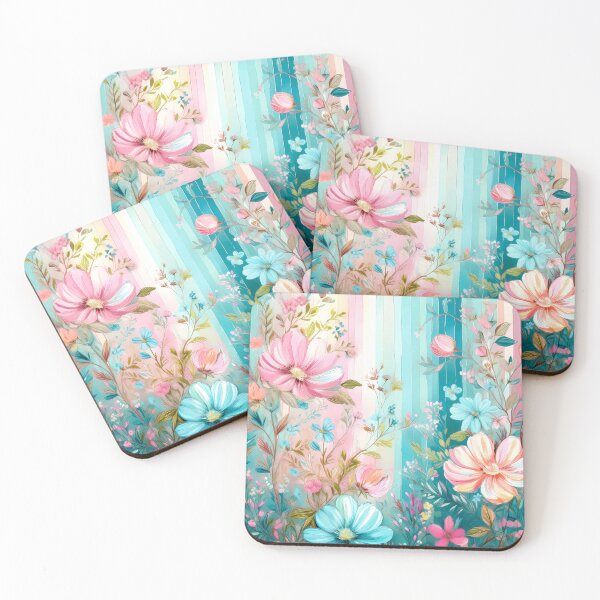 Item preview, Blue turquoise Shabby Stripes with flowers, Junk Journal, Ephemera Chic designed and sold by Clara Fruggeri.
