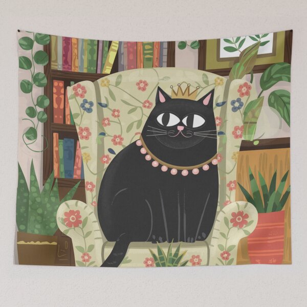 Item preview, Guess who is the king of this house?! A cute black kitten is chilling in an armchair with a crown on its head.  designed and sold by SaraSumi.