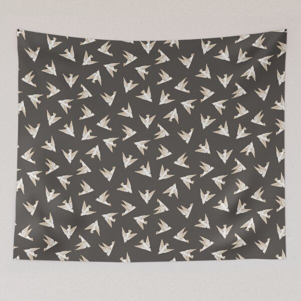 Item preview, Playful, flying, stylized birds - undirected - dark brown designed and sold by colorofmagic.