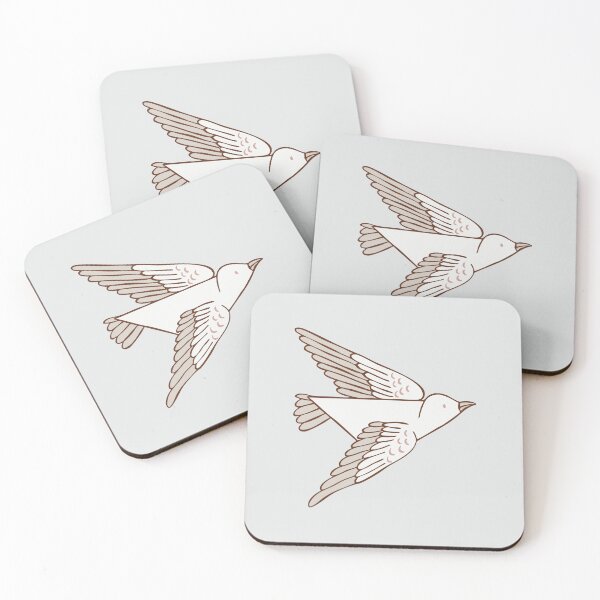Item preview, playful, flying, stylized birds - undirected - neutral colors designed and sold by colorofmagic.