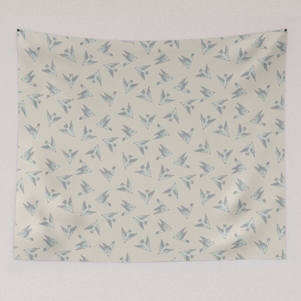 Item preview, Playful, flying, stylized birds - undirected - greuge beige designed and sold by colorofmagic.