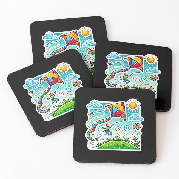 Item preview, Joyful Kite Flying Cartoon designed and sold by EuropeanPrints.
