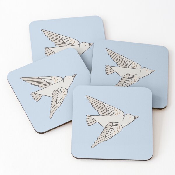 Item preview, Playful, flying, stylized birds - undirected - mist blue designed and sold by colorofmagic.