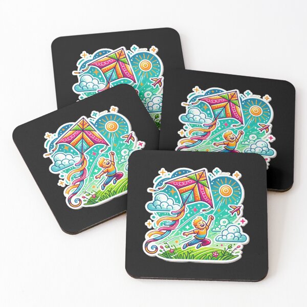 Item preview, Joyful Kite Flying Cartoon designed and sold by EuropeanPrints.