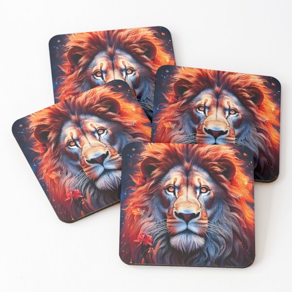 Item preview, Majestic Lion with Floral and Flaming Mane designed and sold by Unwind-Art-Work.