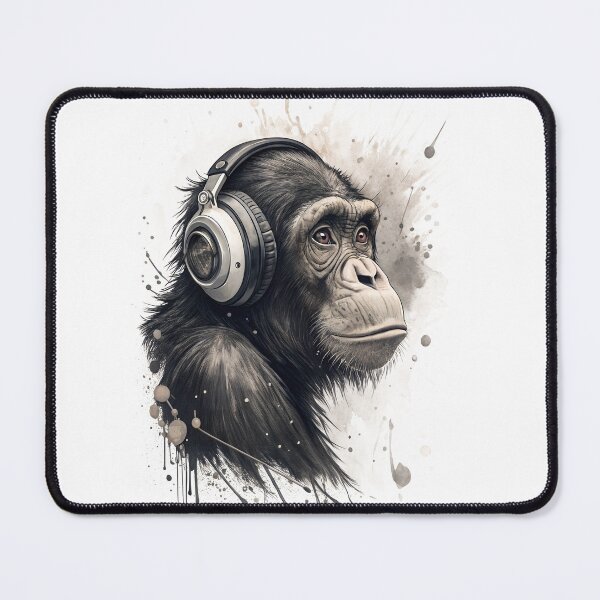 Item preview, Cool chimpanzee wearing headphones designed and sold by glenwith1na.