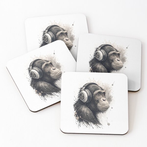 Item preview, Cool chimpanzee wearing headphones designed and sold by glenwith1na.