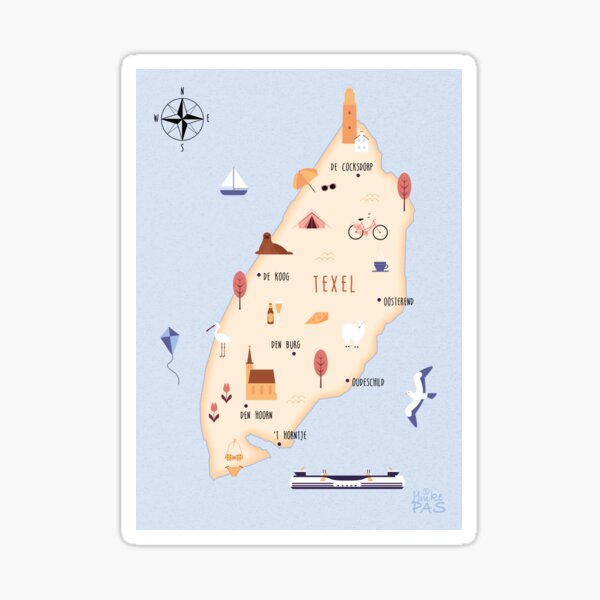 Item preview, Illustrated map of Texel designed and sold by ymkesinfogr.