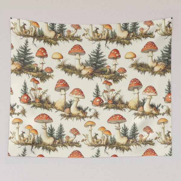 Item preview, Colorful mushroom illustrations in botanical naturalistic style designed and sold by Piotrek0001.