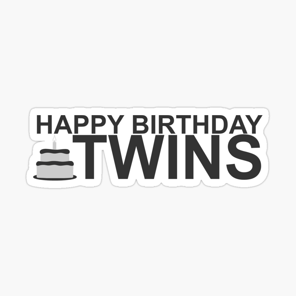 Impression Encadree Joyeux Anniversaire Jumeaux Autocollant Avec Gateau Par Phil009 Redbubble