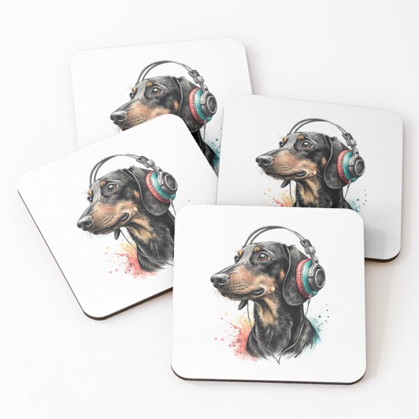 Item preview, Cool Dachshund dog wearing headphones designed and sold by glenwith1na.