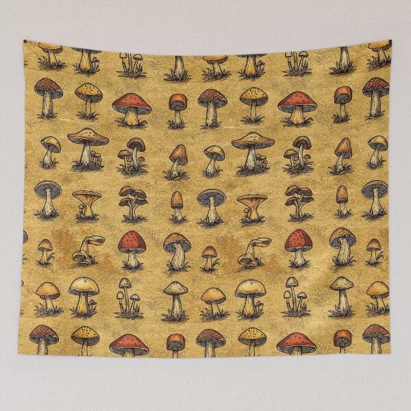 Item preview, Botanical prints featuring iconic mushroom species designed and sold by Piotrek0001.