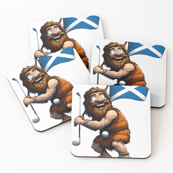 Item preview, Scottish caveman playing golf Sticker designed and sold by NCNGDESIGN.