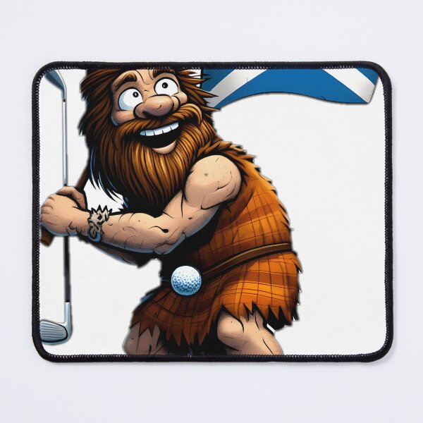 Item preview, Scottish caveman playing golf Sticker designed and sold by NCNGDESIGN.