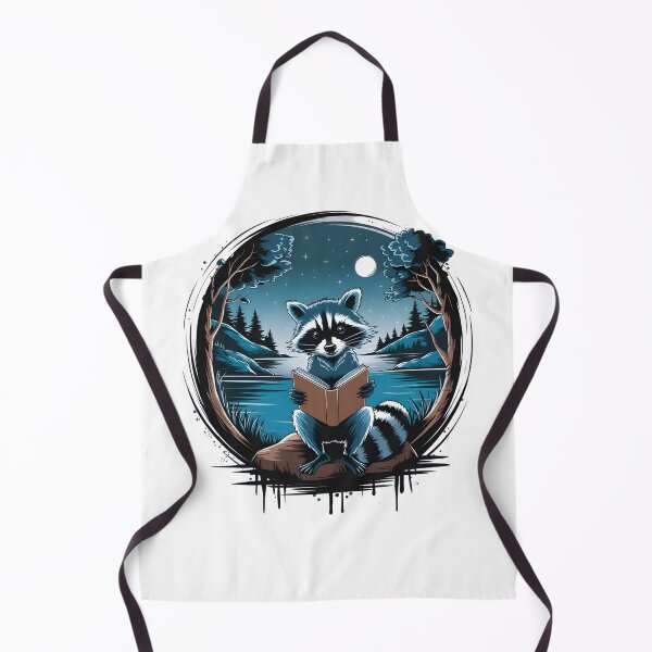Item preview, Cute raccoon reading book under night sky designed and sold by MadCatPrints.