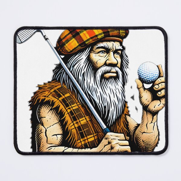 Item preview, Scottish caveman playing golf Sticker designed and sold by NCNGDESIGN.