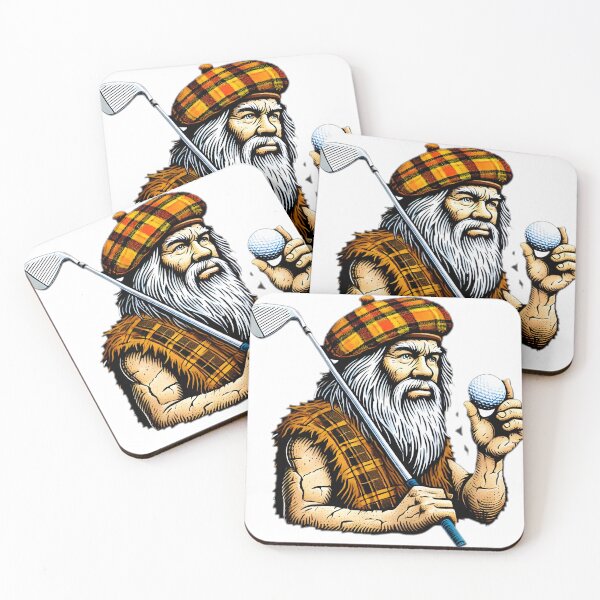 Item preview, Scottish caveman playing golf Sticker designed and sold by NCNGDESIGN.