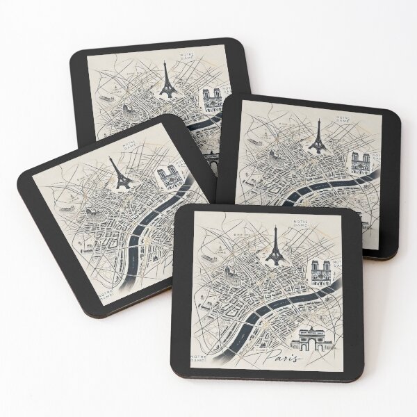 Item preview, Minimalist Artistic Map of Paris – Eiffel Tower, Notre Dame & Seine designed and sold by Wanderlust2652.