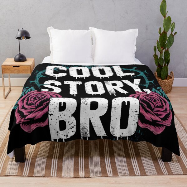 Item preview, Cool Story Bro, Edgy Roses and Thorns, Grunge Aesthetic Bro Quote, Distressed Typography Design, Gothic Statement Art designed and sold by Kintsugi99.