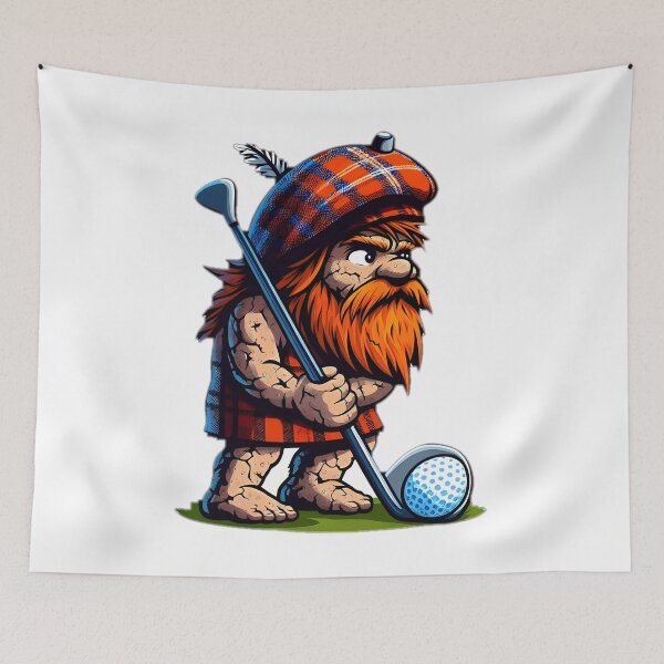 Item preview, Scottish caveman playing golf Sticker designed and sold by NCNGDESIGN.