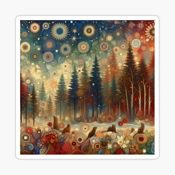 Aperçu de l'œuvre Étoiles et comètes – Une adorable famille de loutres par heidiannemorris créée et vendue par FOLK ART FUSION by heidiannemorris.