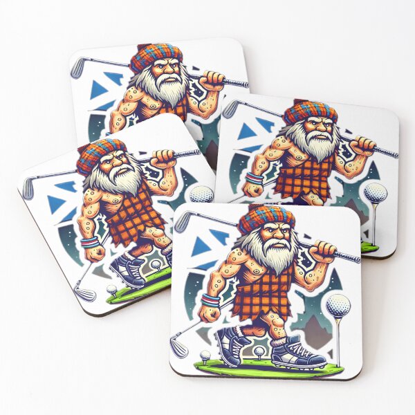 Item preview, Scottish caveman playing golf Sticker designed and sold by NCNGDESIGN.