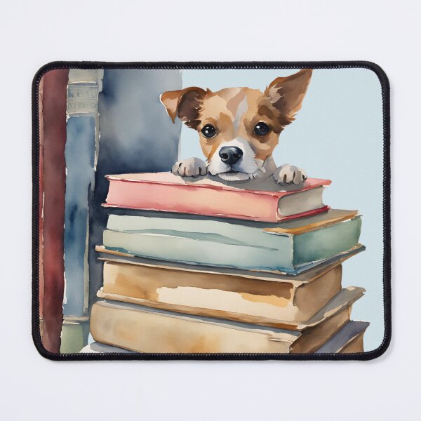 Item preview, Dog and Books, Cute dog sitting on books, Cute Dog, Books Lover, designed and sold by KolorellaS.