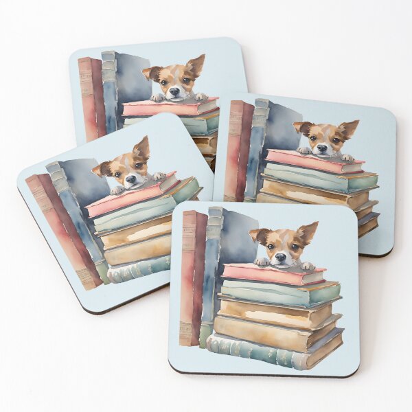 Item preview,  Dog and Books,  Cute dog sitting on books, Cute Dog,  Books Lover,  designed and sold by KolorellaS.