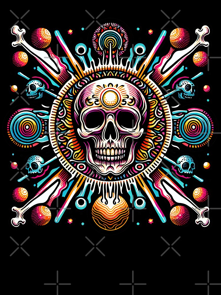 Thumbnail 7 von 7, Oversized T-Shirt, Totenkopf Abstrakt bunt designt und verkauft von Kobeko.