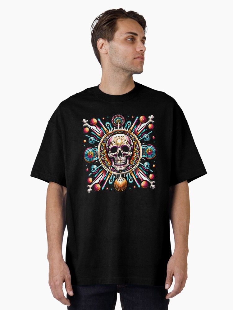 Thumbnail 2 von 7, Oversized T-Shirt, Totenkopf Abstrakt bunt designt und verkauft von Kobeko.
