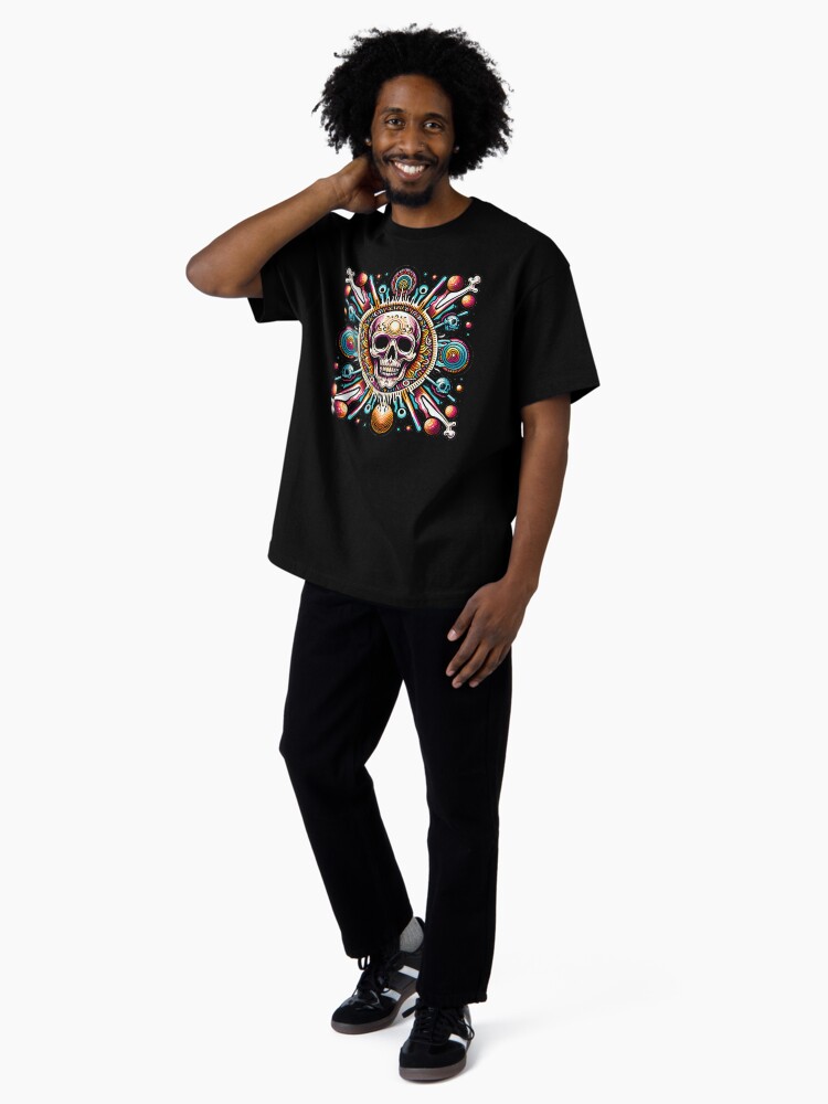 Thumbnail 4 von 7, Oversized T-Shirt, Totenkopf Abstrakt bunt designt und verkauft von Kobeko.