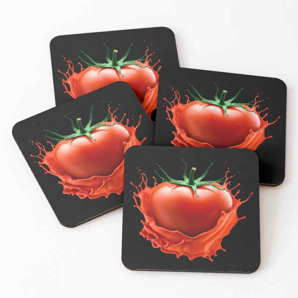Item preview, A vibrant, juicy tomato is captured mid-splash, surrounded by a burst of its own fresh juice. designed and sold by 48remarks.