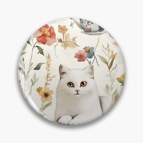 Item preview, Serenity in Bloom: A White Cat’s Tea Time designed and sold by CharlotteLacson.