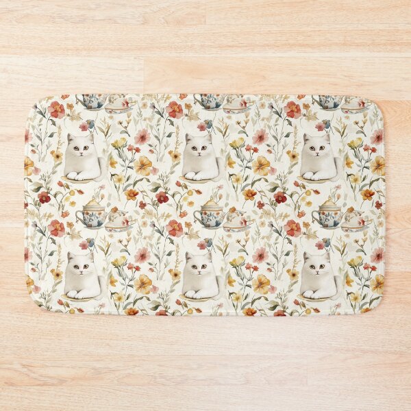 Item preview, Serenity in Bloom: A White Cat’s Tea Time designed and sold by CharlotteLacson.