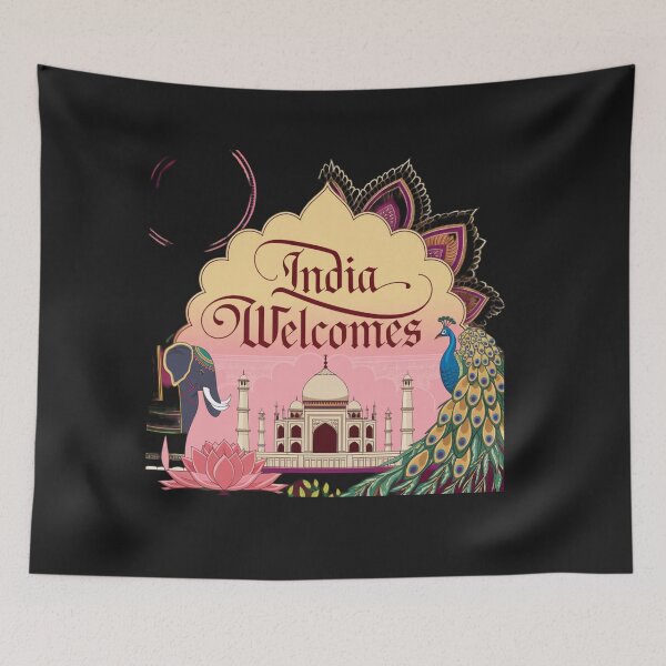 Item preview, India Welcomes Flag Map Tadż Mahal, Bollywood, Ganges designed and sold by AnimalsDH305.