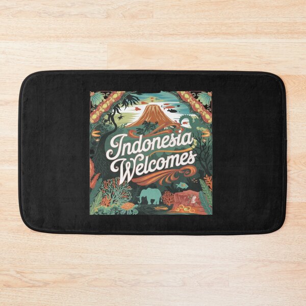 Item preview, Indonesia Welcomes Flag Map Bali, Jakarta, Borneo, designed and sold by AnimalsDH305.