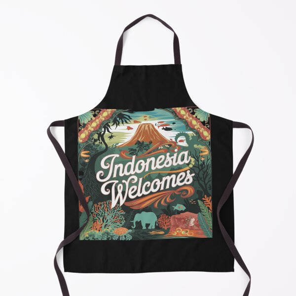Item preview, Indonesia Welcomes Flag Map Bali, Jakarta, Borneo, designed and sold by AnimalsDH305.