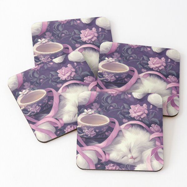 Item preview, Violet Dreams: Tea Time with a White Cat designed and sold by CharlotteLacson.