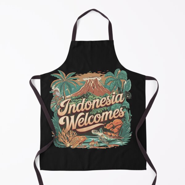 Item preview, Indonesia Welcomes Flag Map Bali, Jakarta, Borneo, designed and sold by AnimalsDH305.