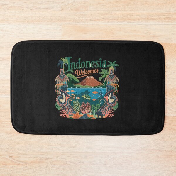 Item preview, Indonesia Welcomes Flag Map Bali, Jakarta, Borneo, designed and sold by AnimalsDH305.