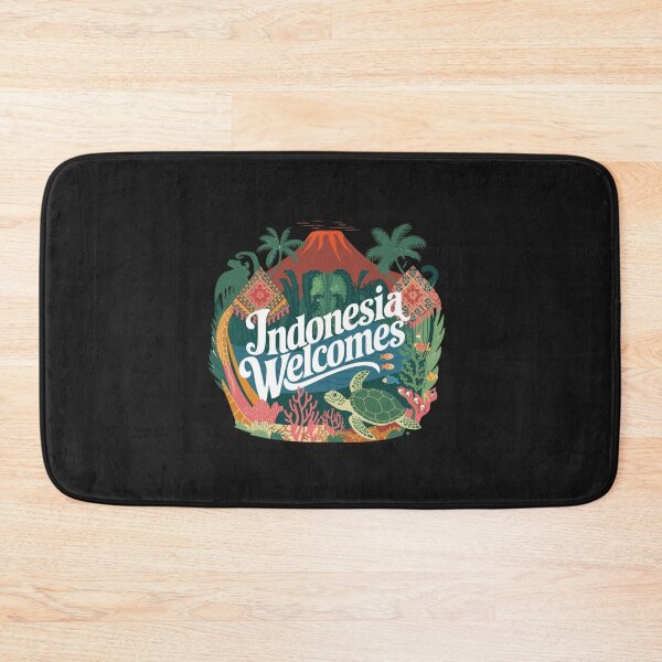 Item preview, Indonesia Welcomes Flag Map Bali, Jakarta, Borneo, designed and sold by AnimalsDH305.