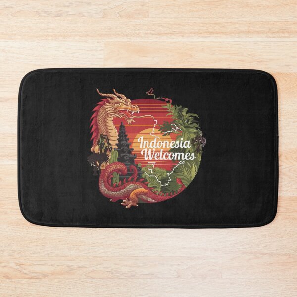 Item preview, Indonesia Welcomes Flag Map Bali, Jakarta, Borneo, designed and sold by AnimalsDH305.