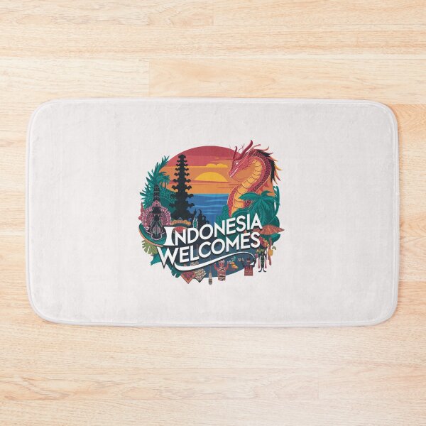 Item preview, Indonesia Welcomes Flag Map Bali, Jakarta, Borneo, designed and sold by AnimalsDH305.