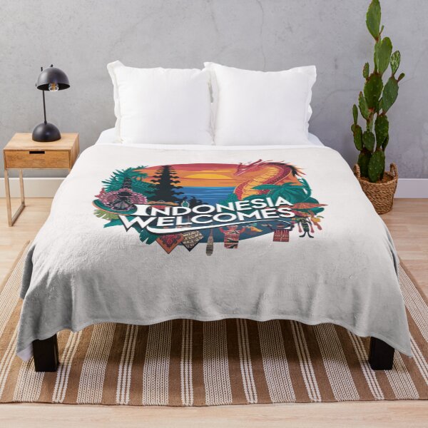 Item preview, Indonesia Welcomes Flag Map Bali, Jakarta, Borneo, designed and sold by AnimalsDH305.