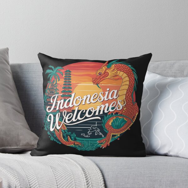 Item preview, Indonesia Welcomes Flag Map Bali, Jakarta, Borneo, designed and sold by AnimalsDH305.