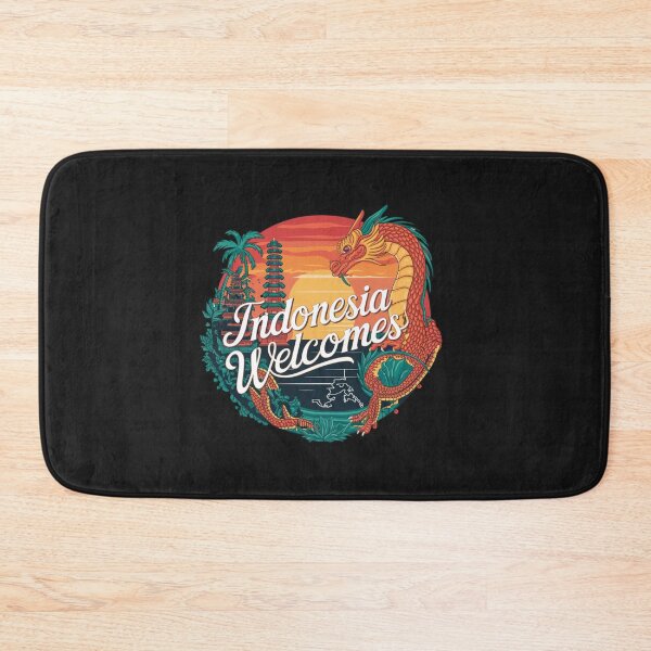 Item preview, Indonesia Welcomes Flag Map Bali, Jakarta, Borneo, designed and sold by AnimalsDH305.