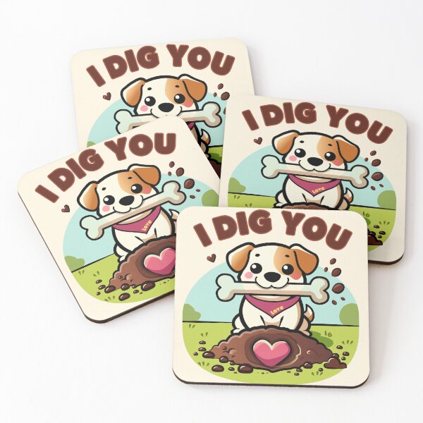 Item preview, I dig you valentine's day, cute and funny dog design designed and sold by p-coq.