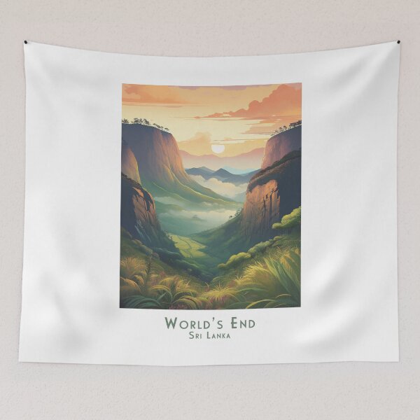 Item preview, Travel poster World’s End Sri Lanka – Worlds End the tropical landscape in retro vintage style designed and sold by pod24.